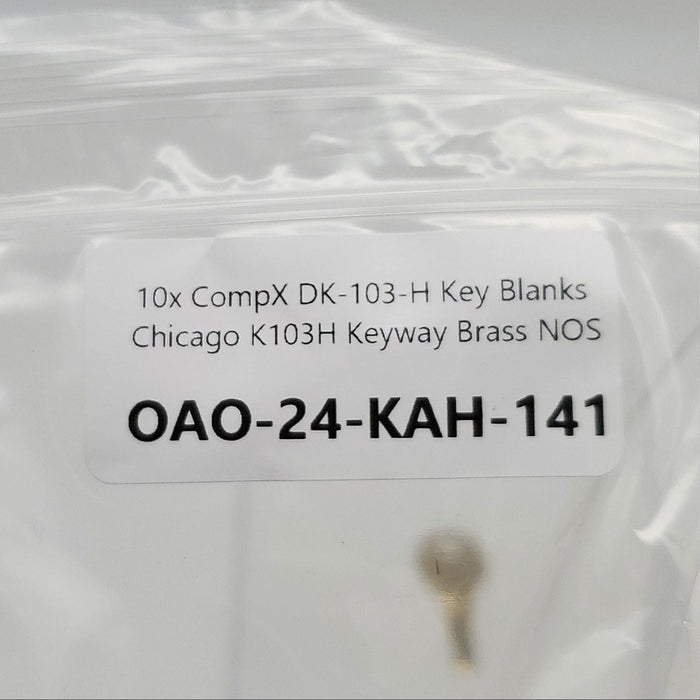 10x CompX DK-103-H Key Blanks Chicago K103H Keyway Brass NOS 3