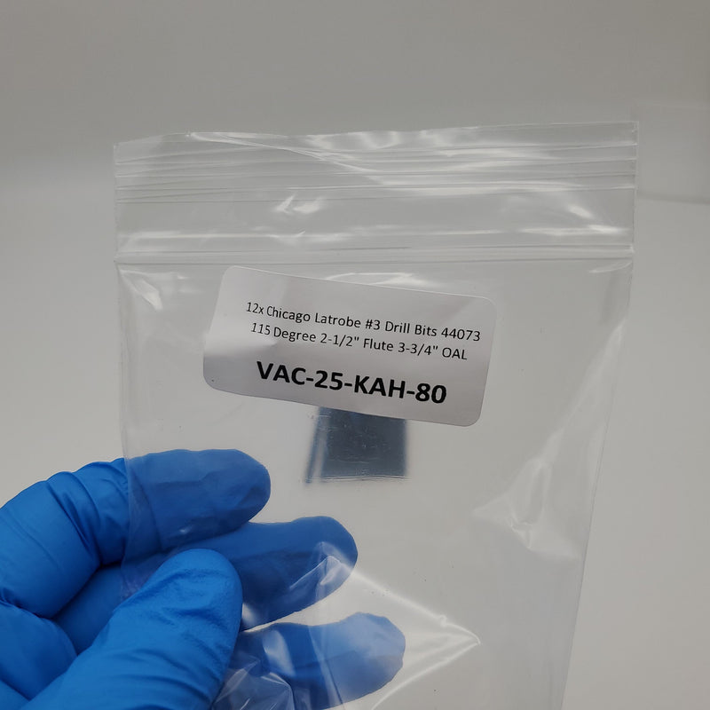 12x Chicago Latrobe #3 Drill Bits 44073 115 Degree 2-1/2" Flute 3-3/4" OAL 5