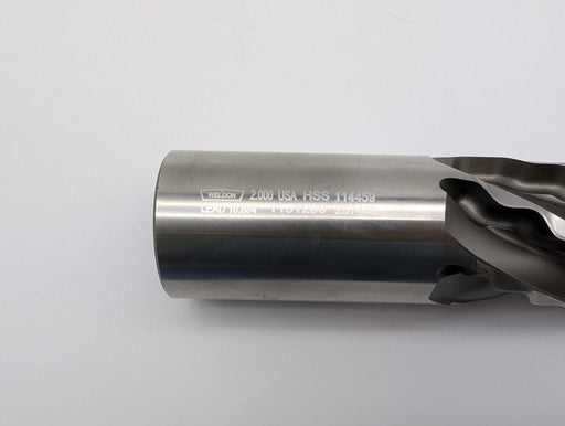 Weldon 2" Crest-Kut End Mill 6 Flute .120 RAD 2" Shank 8" LOC 11.75" OAL HSS 2