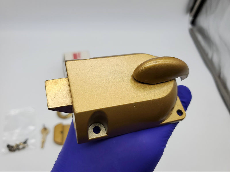 Yale Rim Door Lock No 21 Spring Latch 1" to 1-1/2" Thick Doors Brass w/ Cylinder