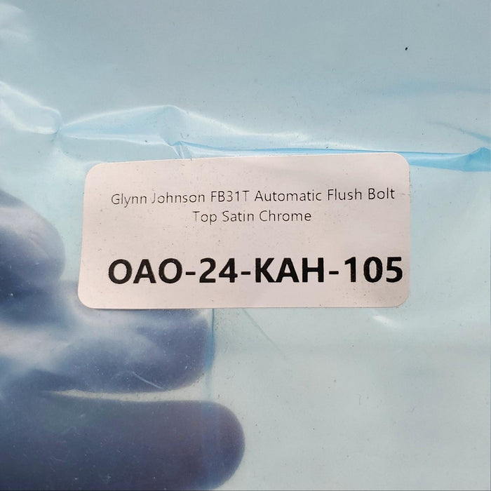 Glynn Johnson FB31T Automatic Flush Bolt Top Satin Chrome for Metal Doors 9