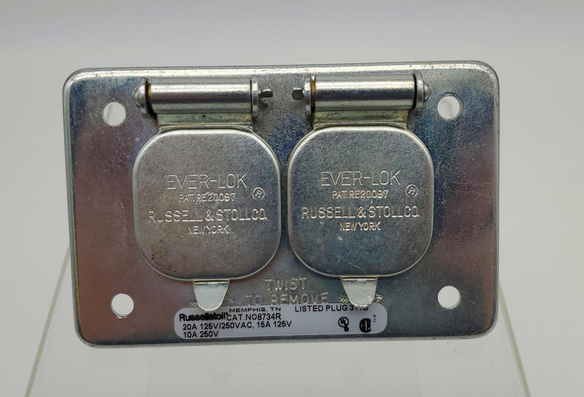 Russellstoll 8734R Midget Duplex Reverse Service Receptacle 20A 250V 3 ...