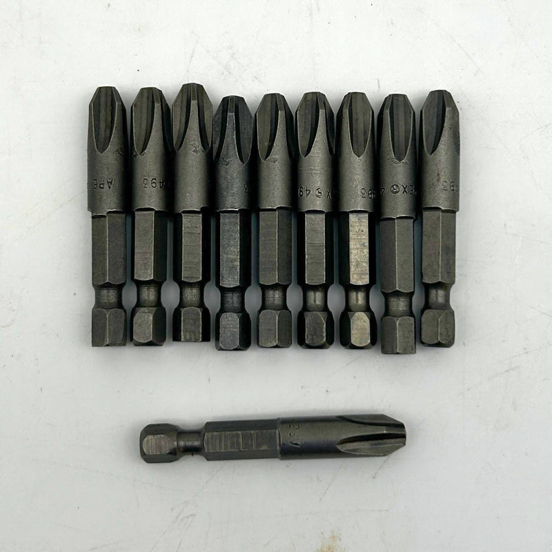 Apex 493X 1/4'' Phillips #3 Hex Power Drive Bits Lot of 10