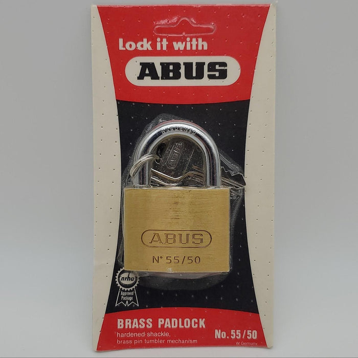 Abus 55/50 Padlock 1-1/4"L x 0.275"D Shackle 1-7/8"W Brass Body German NOS 1