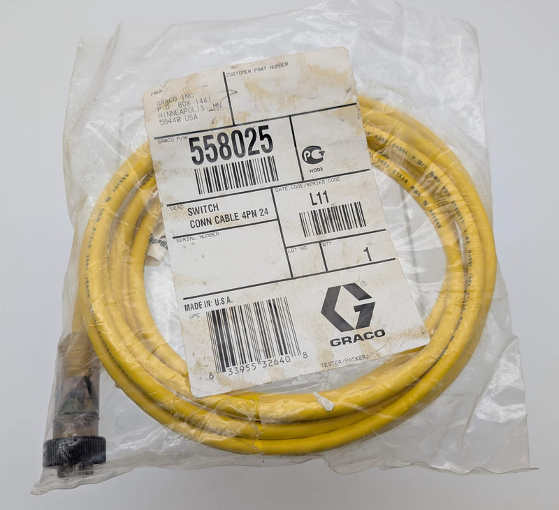Graco 558025 Proximity Switch Connector Cable 12ft 4-Pin Female To Bare Wire