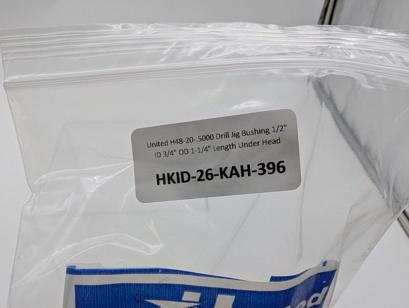 United H48-20-.5000 Drill Jig Bushing 1/2" ID 3/4" OD 1-1/4" Length Under Head 3