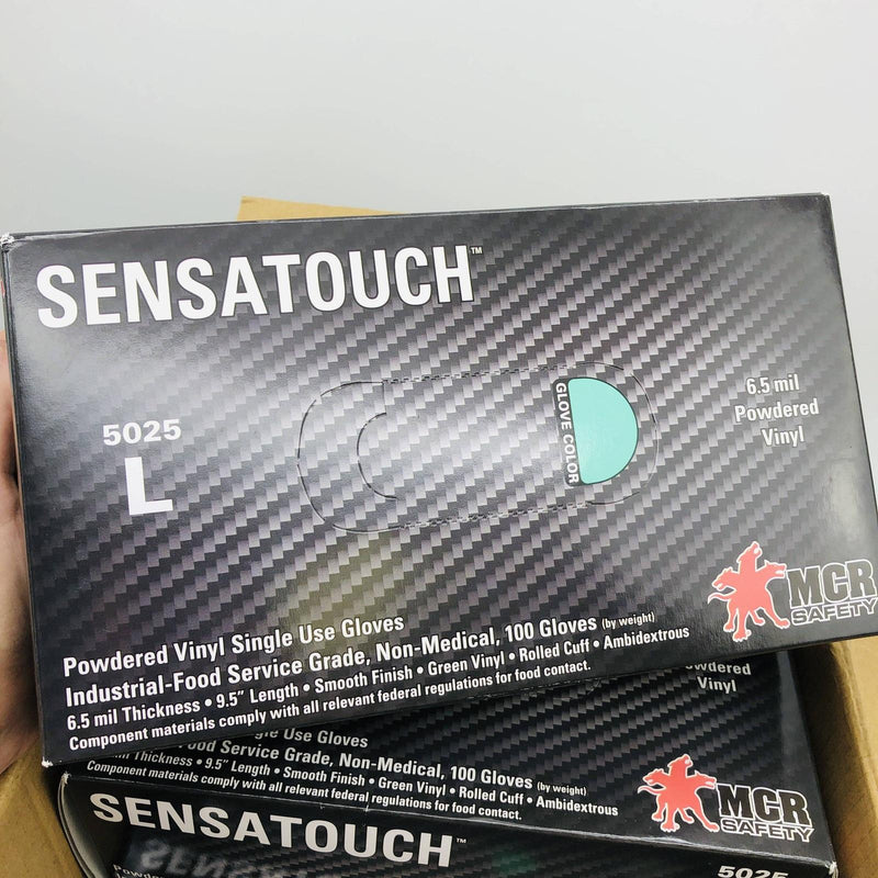 MCR Safety 5025 Disposable Glove Large Powdered Vinyl 9.5" L 6.5Mil 400 Gloves 6