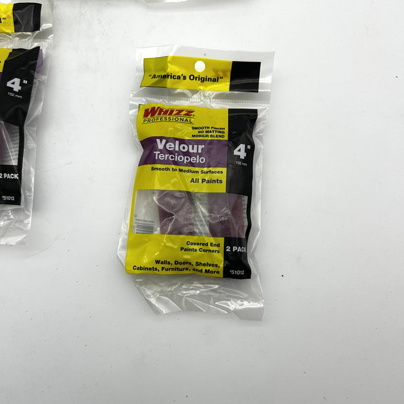 Whizz 51012 Purple Velour Mini-Roller Cover 4" 3/16 Nap No Matt Lot of 5 2-Pks