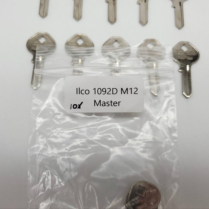 10x Ilco 1092D / M12 Key Blanks For Master Lock 150K Nickel Plate Over Brass NOS 4