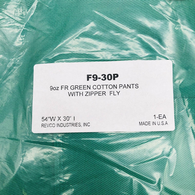 Black Stallion F9-30P Welding Work Pant Size 54X30 Green Cotton 9oz w/ Zipper 2