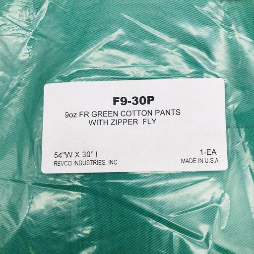 Black Stallion F9-30P Welding Work Pant Size 54X30 Green Cotton 9oz w/ Zipper 2