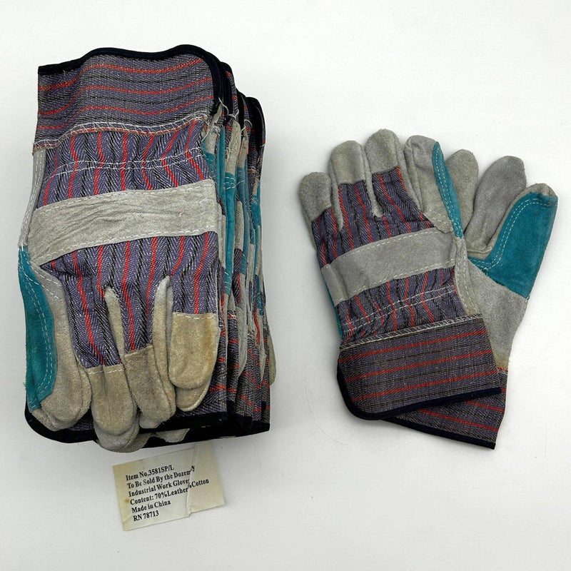 Liberty 3581SP Split Leather Double Palm Gloves Large Rubberized Cuff 12 Pairs 1