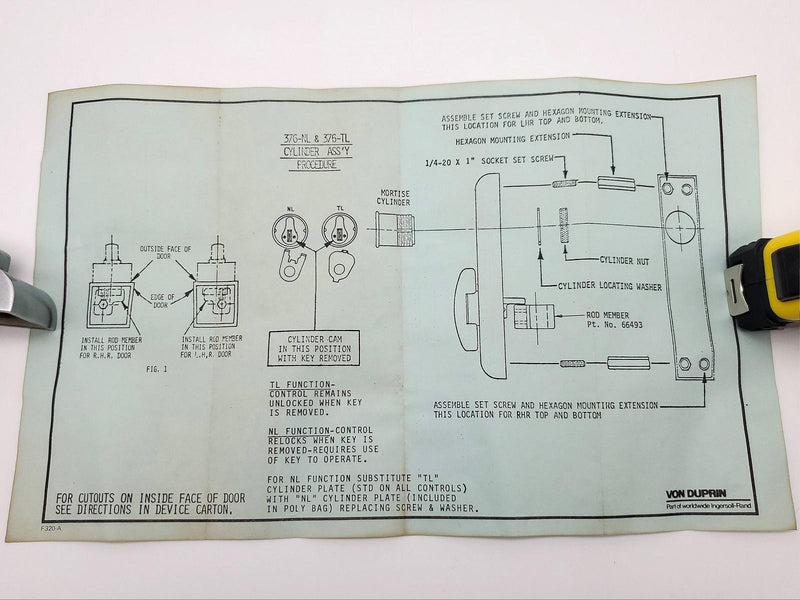 Von Duprin 376T Thumbturn Trim for Exit Devices Satin Chrome Adams Rite Solenoid 8