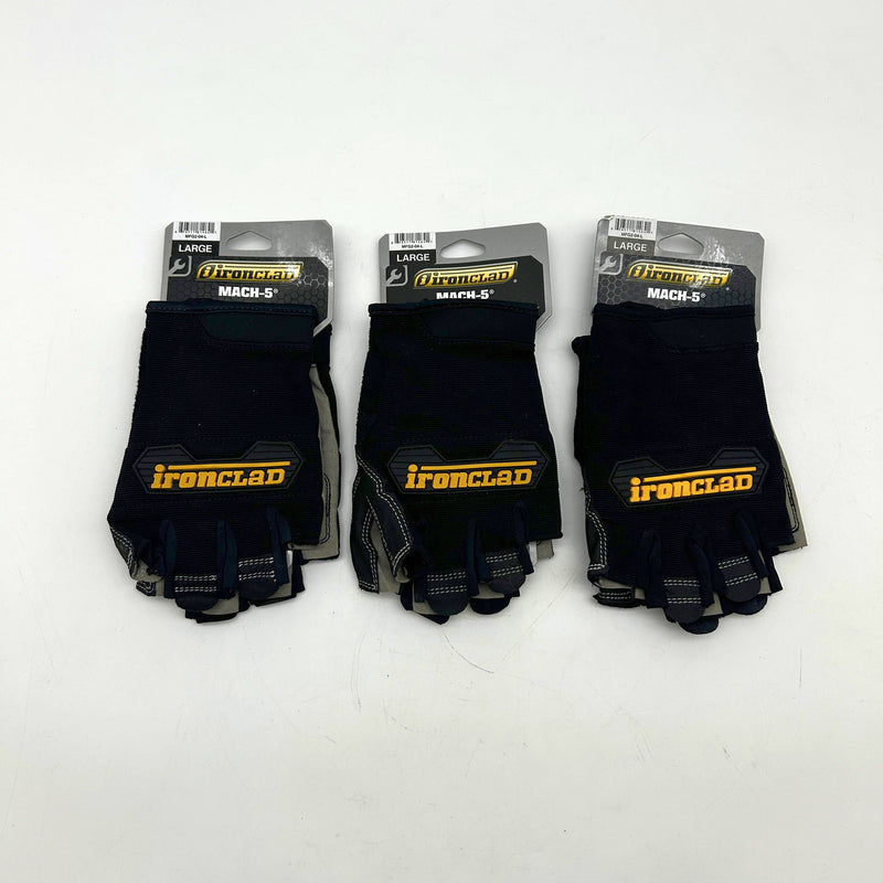 Ironclad Mach-5 Fingerless Glove Sz Large Anti Vibration Impact MFG2-04 3 Pairs