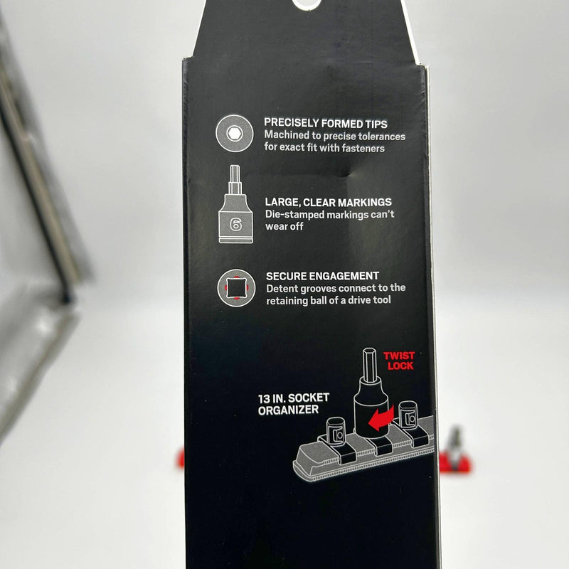 Tekton SHB91102-S Socket Set 3/8inch Drive Hex Bit 10-PC 3-10mm Metric w/ Rail