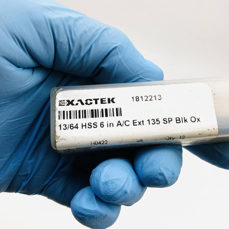 Screw Machine Drill Bit 13/64 HSS 135 Deg Spt Pt Blk Oxide Exactek 1812213 6pk 2
