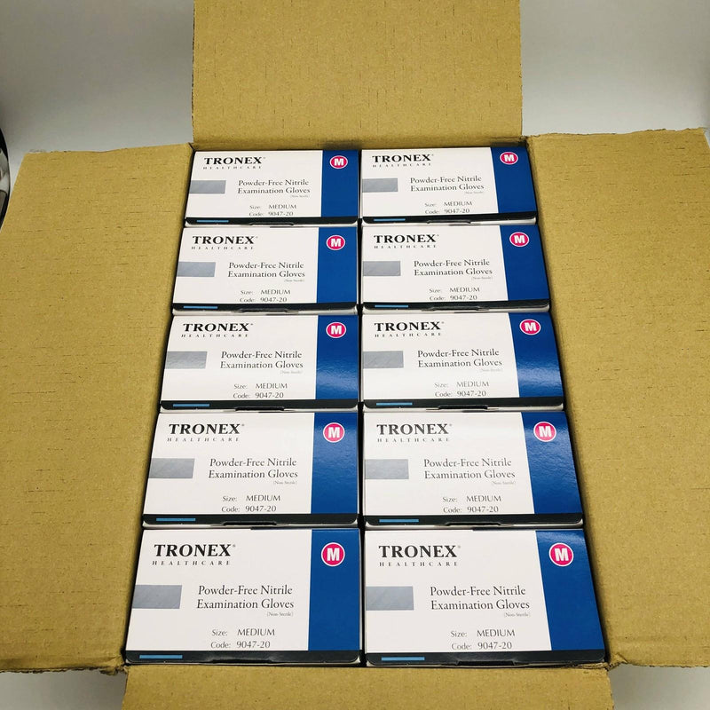 Tronex 9047-20 Disposable Gloves Nitrile Medium Black Powder Free Case of 1000 7