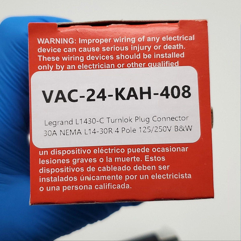 Legrand L1430-C Turnlok Plug Connector 30A NEMA L14-30R 4 Pole 125/250V B&W 6