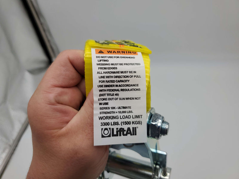 LiftAll 2" 10k Ratchet Strap Tiedown Fixed U-Hook 1" OAL 3300 lb Working UH10Y 2