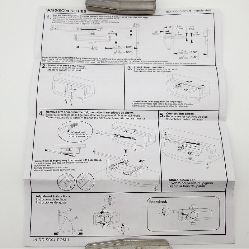Door O Matic Door Closer SC94 RW / PA Aluminum TBWMS Size 1-4 No Cover NOS 12