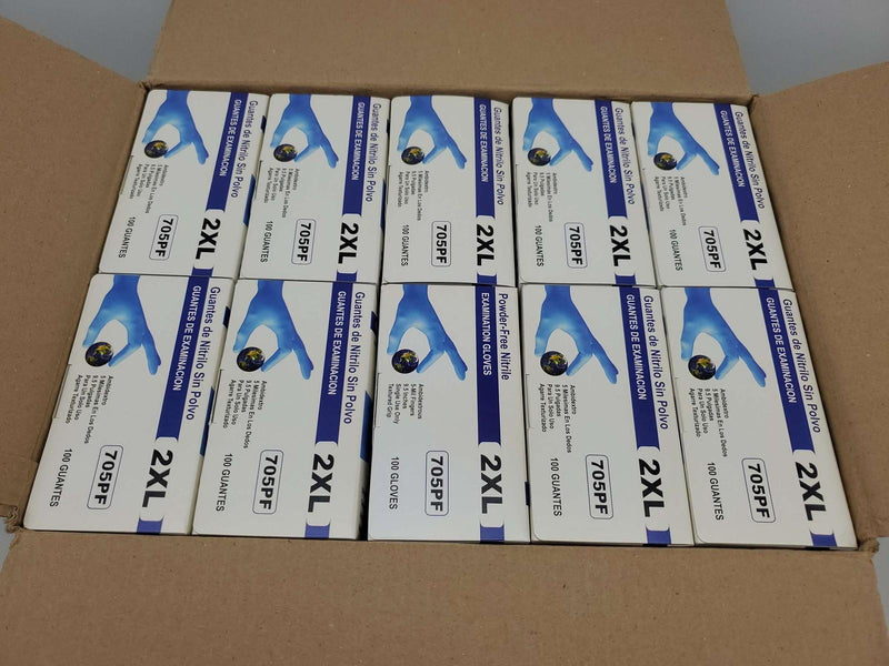 Nitrile Exam Gloves 2XL Powder Free 5 Mil Textured Global Glove 705PF-XXL 1000PK 3
