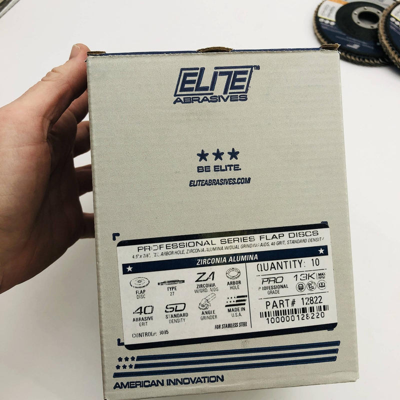 10x Elite Abrasives 12822 Flap Disc 4.5x7/8 Zirconia Alumina T27 40 Grit W/ Aids 2