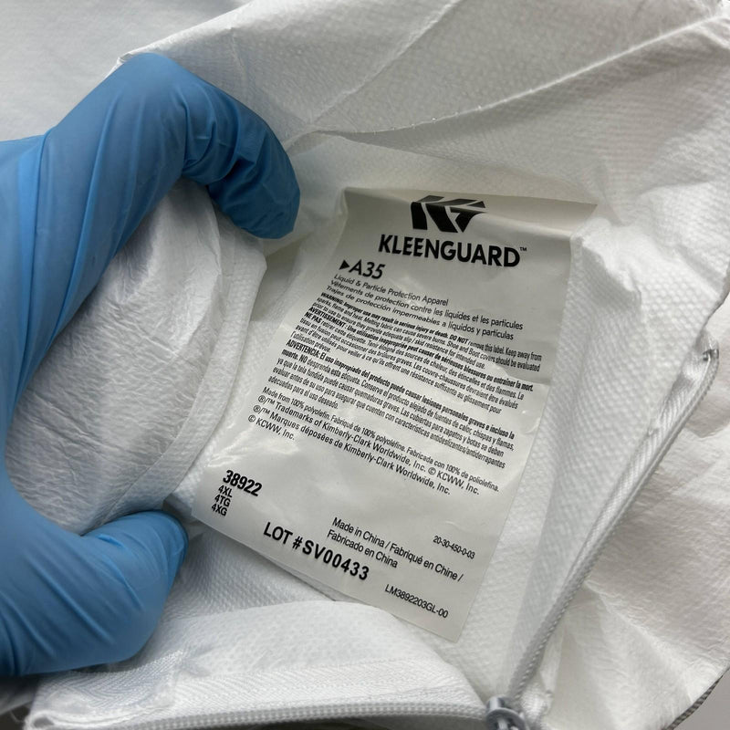Kleenguard 38922 Coveralls A35 Sz 4XL Disposable White Zippered Front 25pk/Case 5