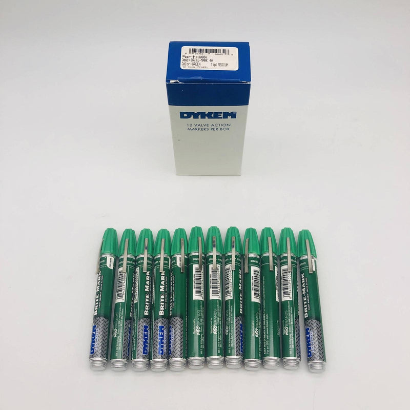 Dykem Brite Mark 40 Green Paint Marker Medium Tip Valve Action 40004 Pack of 12 11