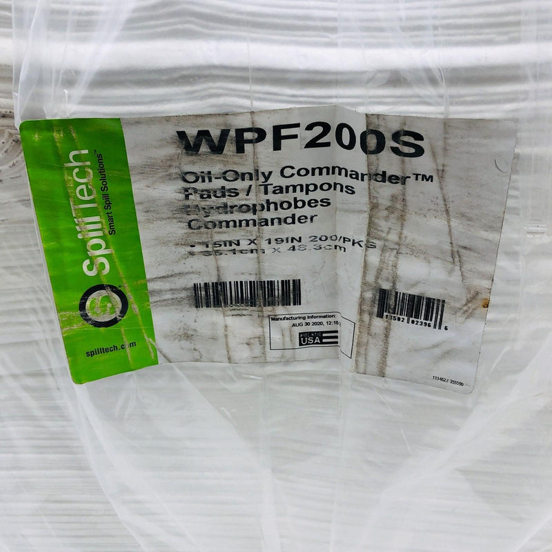 SpillTech WPF200S Oil Only Absorbent Pad Pack of 200 19” x 15” White Lightweight 2
