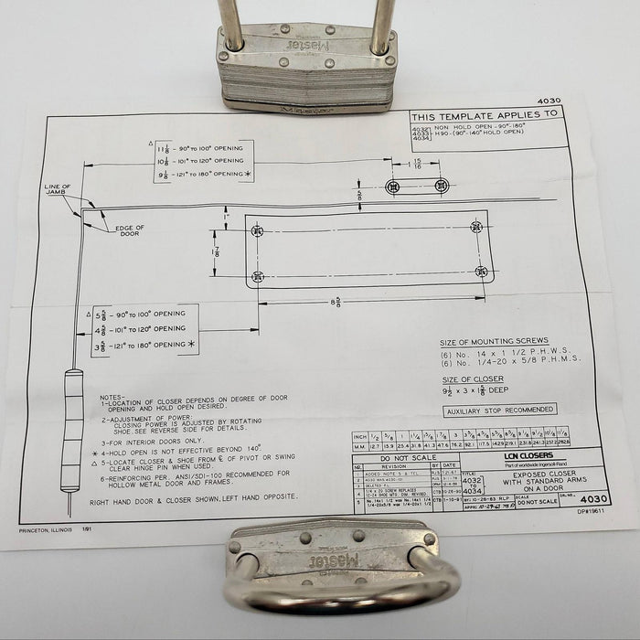 LCN 4030-3049FL Door Closer Arm FL RH ALUM Fusible Link Right-Handed Aluminum