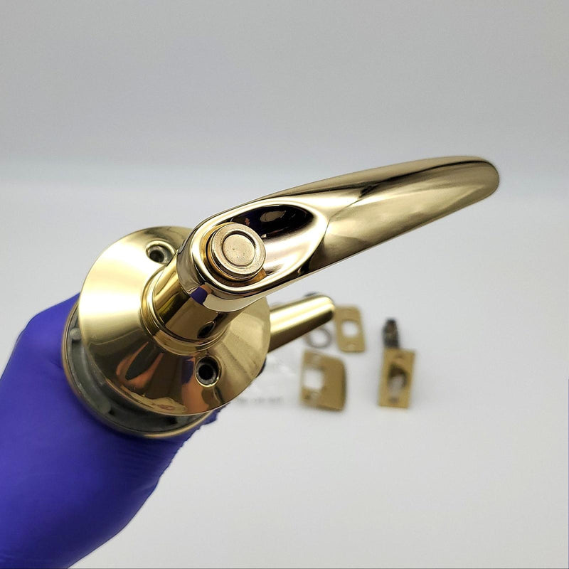 Schlage Door Lever Privacy Lock 2-3/8" to 2-3/4" Backset F40NV JAZ Bright Brass 1