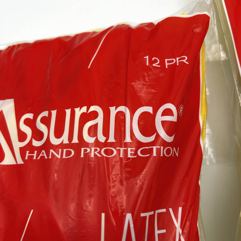 PIP Assurance 48-L160Y Latex Gloves Large/9 Yellow 16mil 12in Flocked 24 Pairs