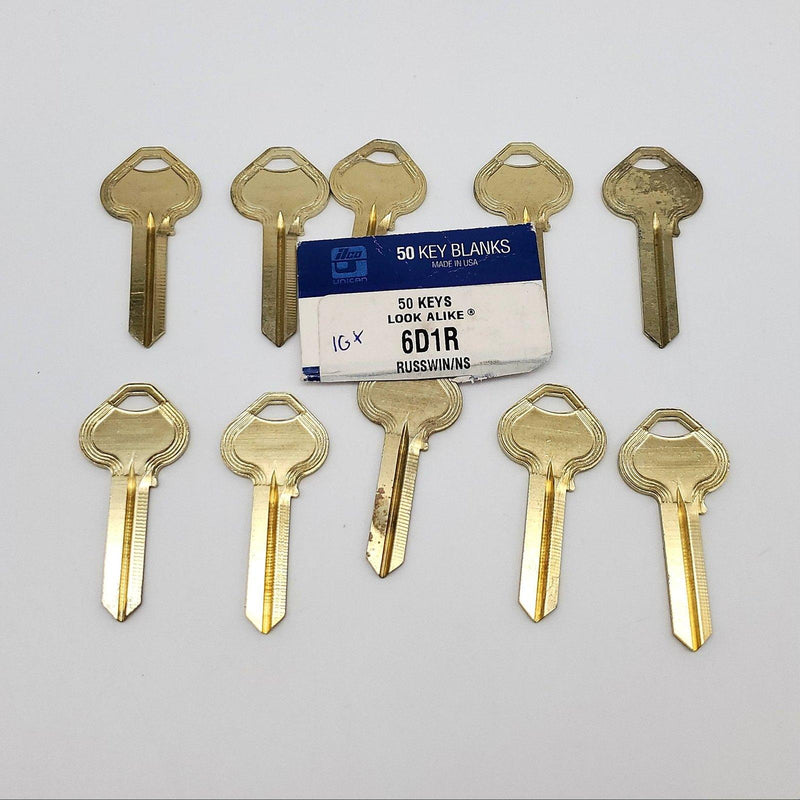 10x Ilco Russwin 6D1R Key Blanks Nickel Silver 6 Pin Look Alike NOS 4