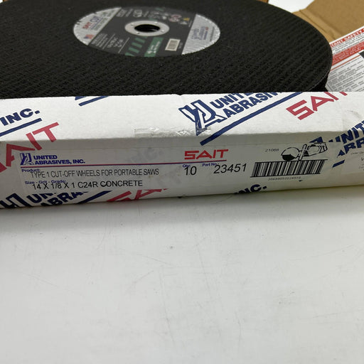 United Abrasives Sait 23451 Cut-Off Wheel 14X1/8X1 C24R Concrete Cutting 10pk 2