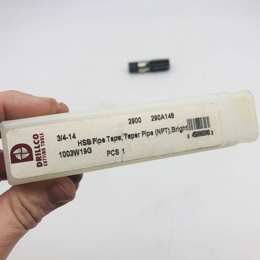 Drillco 290A148 Pipe Tap 2900 3/4-14 Taper Pipe NPT HSS Bright and Black Finish 2