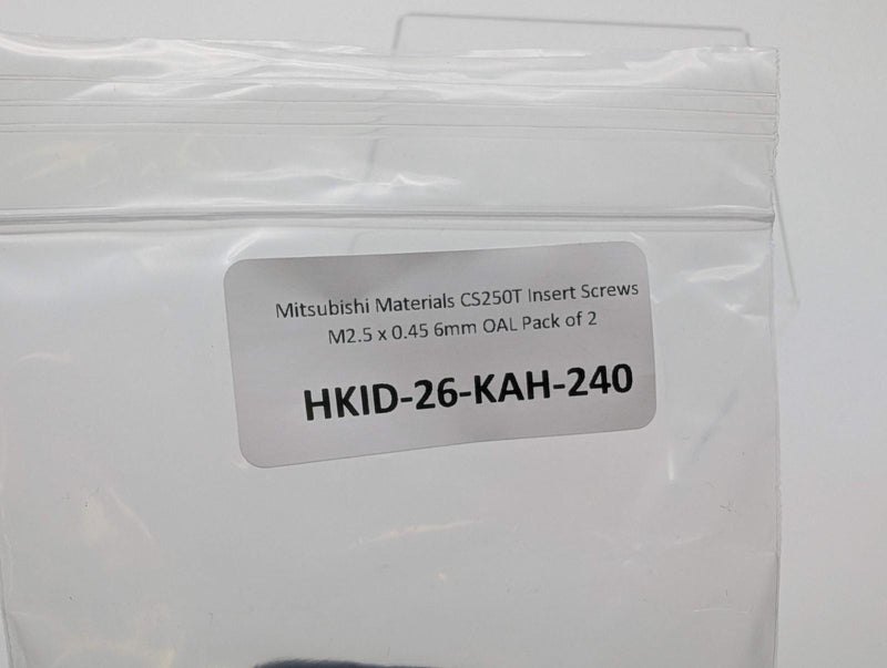 Mitsubishi Materials CS250T Insert Screws M2.5 x 0.45 6mm OAL Pack of 2 2