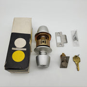 Arrow Door Knob Entry Lock Satin Aluminum 2-3/8" Backset 351 No Inside Button 2