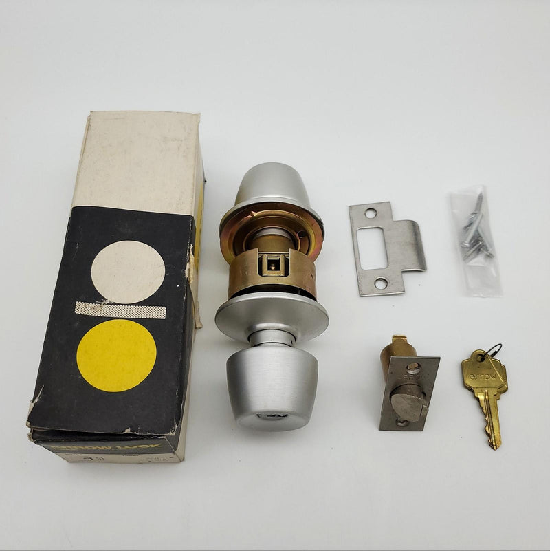 Arrow Door Knob Entry Lock Satin Aluminum 2-3/8" Backset 351 No Inside Button 2