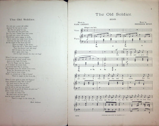 1894 The Old Soldier Vintage Sheet Music Large Ambient Bevan Signor Foli 2