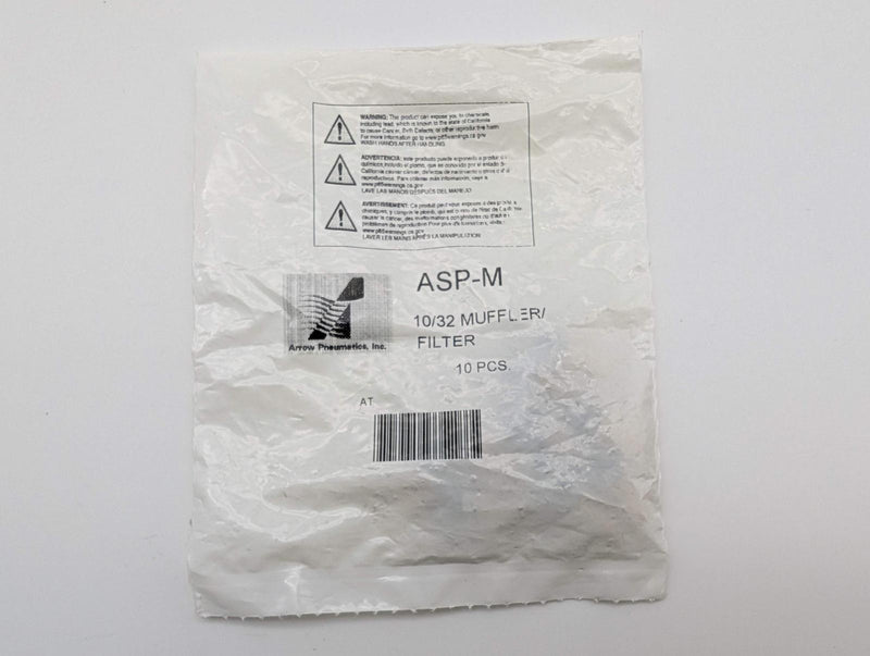 Arrow Pneumatics ASP-M 10/32 Exhaust Muffler #10-32 300 PSI 40 Micron 10 Pack 4