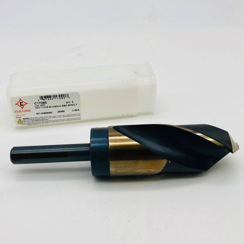 Cle-Line C17090 Reduced Shank Drill 1877 1-7/16 Blk & Gld S&D SP&FLT 1