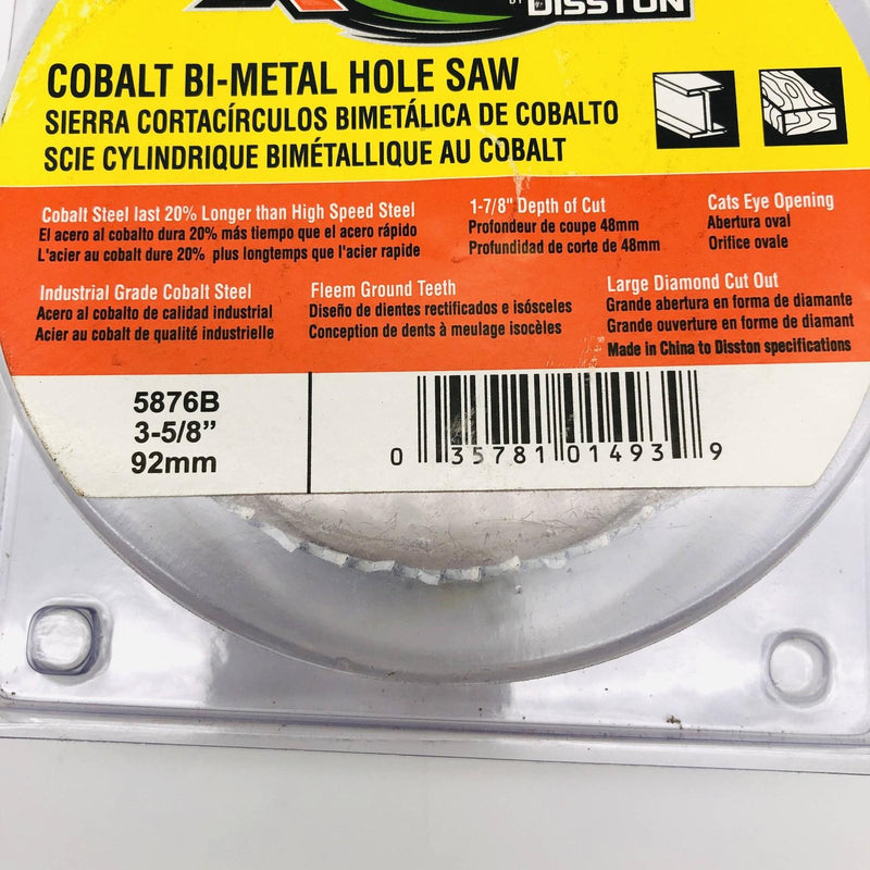 Blu-Mol Xtreme 5876B Hole Saw 3-5/8"/92MM Cobalt Bi-Metal 1-7/8" Depth of Cut 2