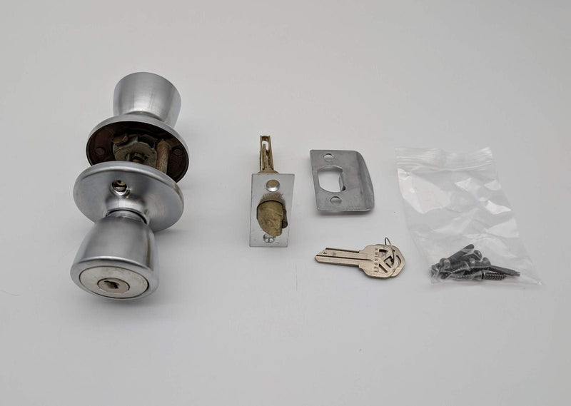 Kwikset Entry Door Knob Lock Double Cylinder Satin Chrome Bel Air 2-3/8" 441 BDL