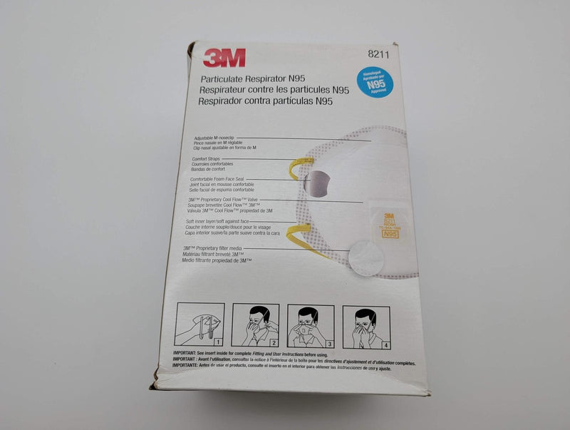 3M N95 Particulate Respirators Disposable 8211 w/ Exhalation Valve Pack of 10 3