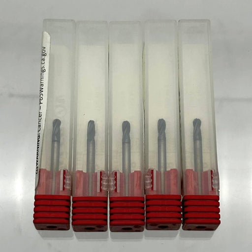 Fullerton 34924 Ball End Mill 1/8 Dia x 1/4 LOC x 1.5 OAL 4FL Solid Carbide 5pk 1