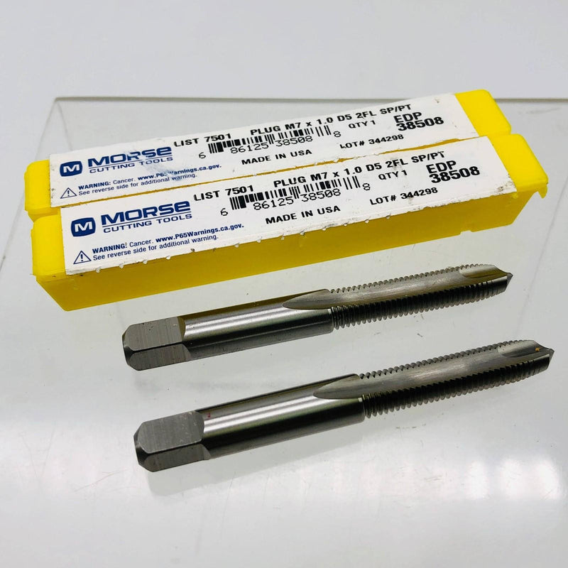 2x Morse 38508 7501 Spiral Point Tap M7x1 Threa Plug Chamfer 2 Flutes Bright HSS 1