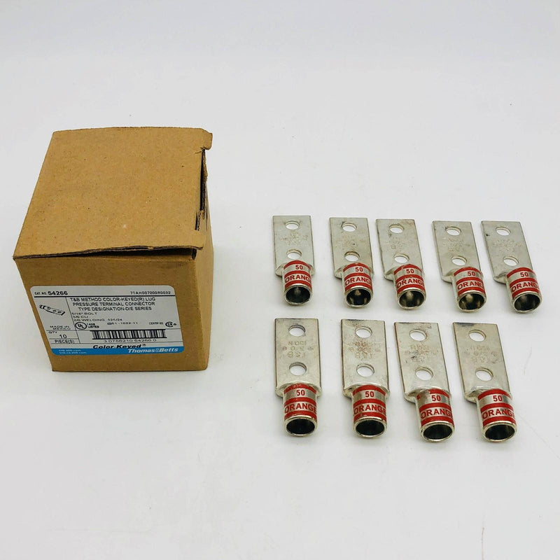 Thomas & Betts 54266 Lug Compression Connector Barrel Shape 2-Hole Orange 9pk 1