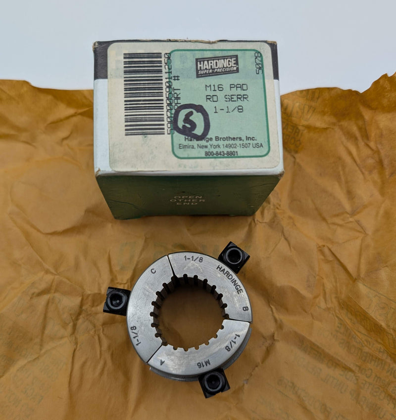 Hardinge M16 1-1/8" Round Serrated Collet Pads 3-Segment for M-Series Collet