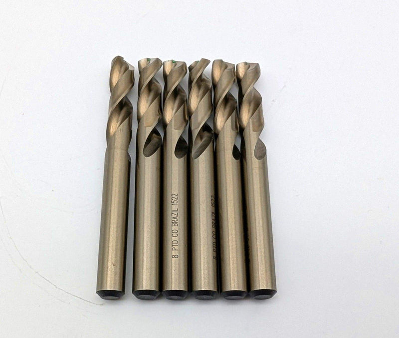 Precision Twist 8mm Stub Drill Bits 79mm OAL 2.5" LOC HS Cobalt 4ASMC08 PK 6 1