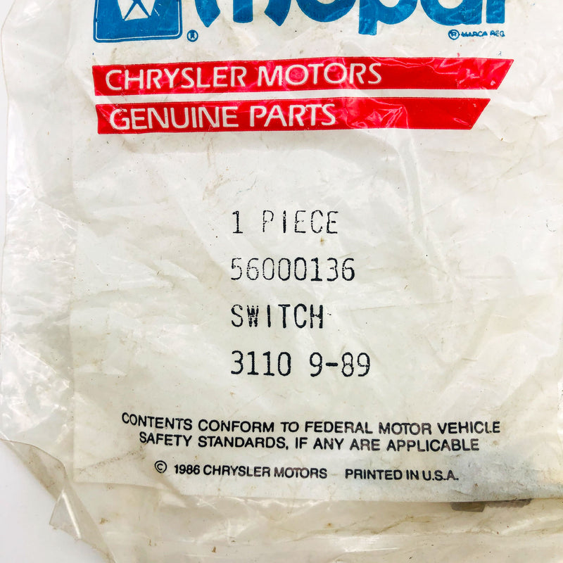 Mopar 56000136 Switch for Door Jam OEM NOS 1986 Jeep Comanche 1989 Made 6